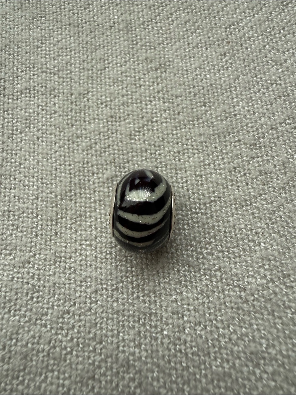 Persona Black & White Zebra Glass Bead Charm 925